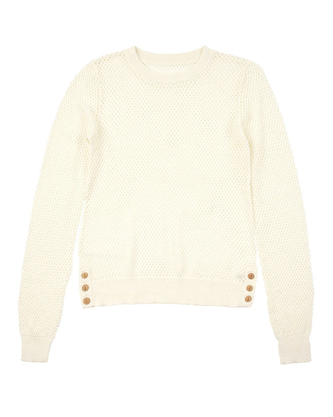 Mesh Button Crew | Ivory