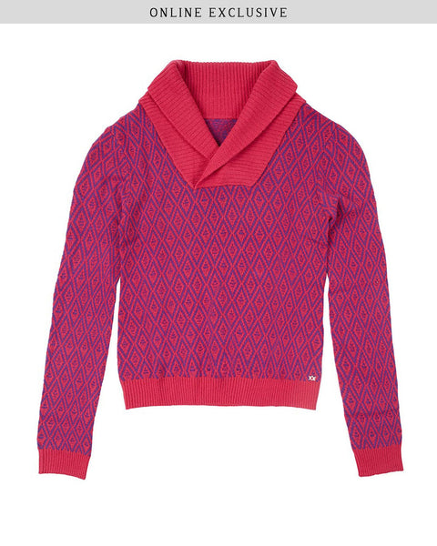 Diamond Shawl Sweater | Rose