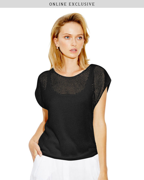 Layered Mesh Tee | Black