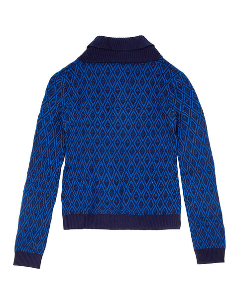 Diamond Shawl Sweater | Navy